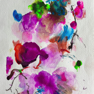 Kiss of Love Abstract Botanical Art on Paper by Cassandra Gaisford